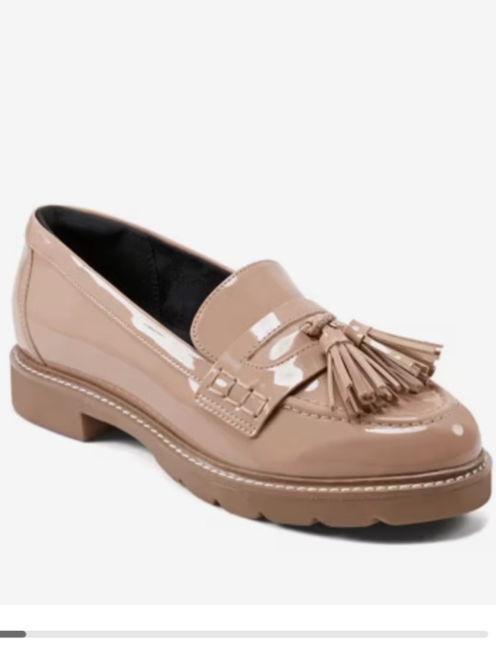 Rockport Kiara  Patent Tassel Loafer in Beige Size 10M Natural Leather Comfy